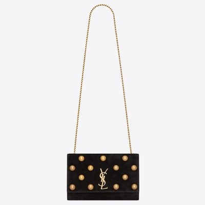 Saint Laurent Medium Kate Bag In Black Suede And Studs LDBS245259