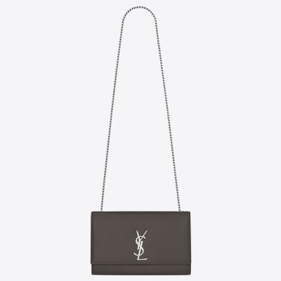 Saint Laurent Medium Kate Bag In Grey Grained Leather LDBS245260