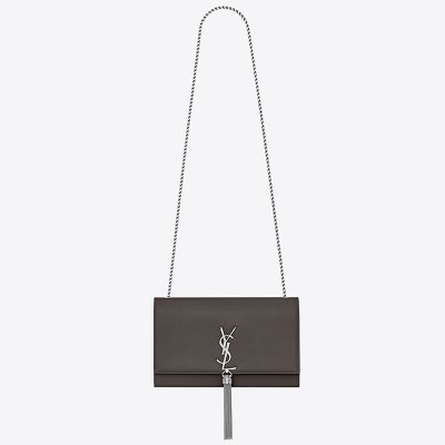 Saint Laurent Medium Kate Bag With Tassel In Grey Grained Leather LDBS245266