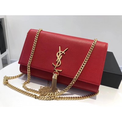 Saint Laurent Medium Kate Bag With Tassel In Red Grained Leather LDBS245269