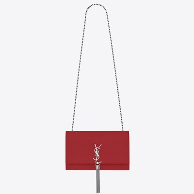 Saint Laurent Medium Kate Bag With Tassel In Red Grained Leather LDBS245269