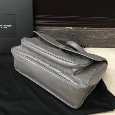 Saint Laurent Medium Niki Bag In Grey Crinkled Leather LDBS245282