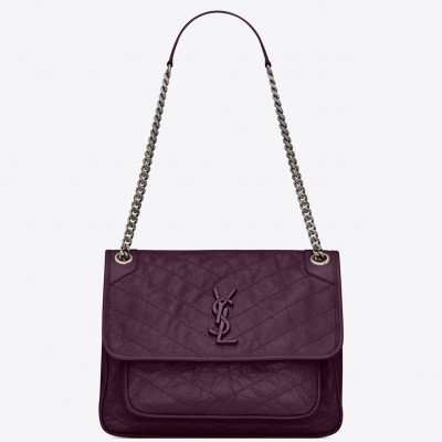 Saint Laurent Medium Niki Bag In Prunia Crinkled Leather LDBS245283