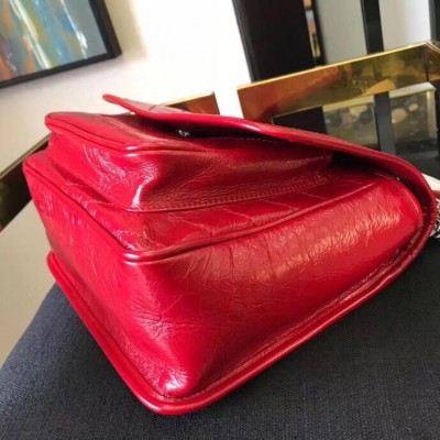 Saint Laurent Medium Niki Bag In Red Crinkled Leather LDBS245284