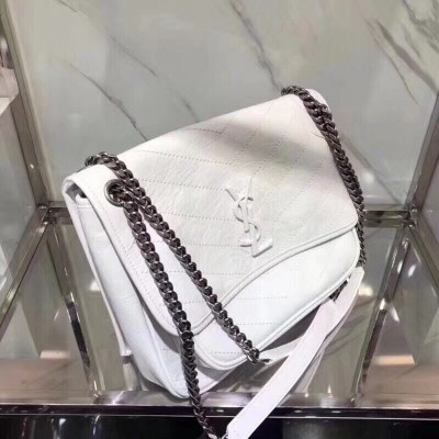 Saint Laurent Medium Niki Bag In White Crinkled Leather LDBS245289