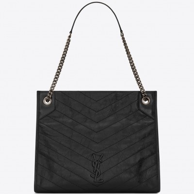 Saint Laurent Medium Niki Shopping Bag In Black Leather LDBS245292