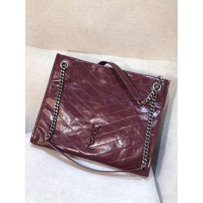 Saint Laurent Medium Niki Shopping Bag In Bordeaux Leather LDBS245293