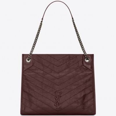 Saint Laurent Medium Niki Shopping Bag In Bordeaux Leather LDBS245293