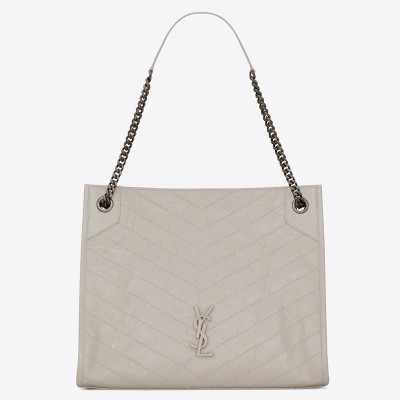 Saint Laurent Medium Niki Shopping Bag In White Leather LDBS244987