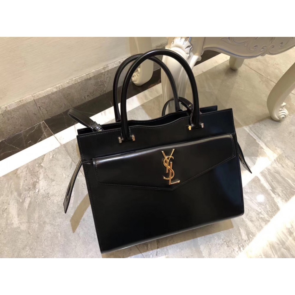 Saint Laurent Medium Uptown Tote In Black Smooth Leather LDBS245300