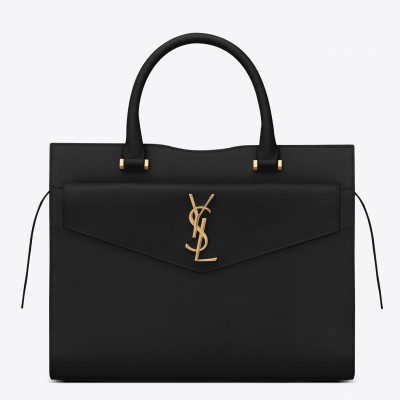 Saint Laurent Medium Uptown Tote In Black Smooth Leather LDBS245300