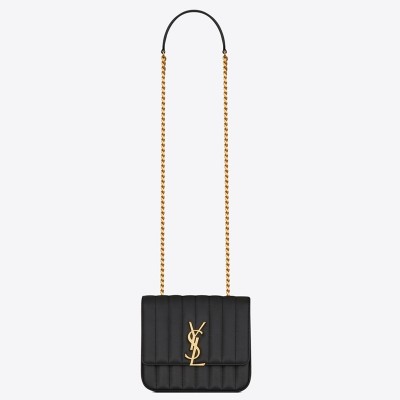 Saint Laurent Medium Vicky Bag In Black Grained Leather LDBS245302