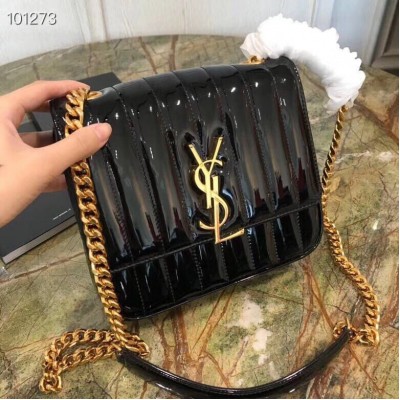 Saint Laurent Medium Vicky Bag In Black Patent Leather LDBS245304