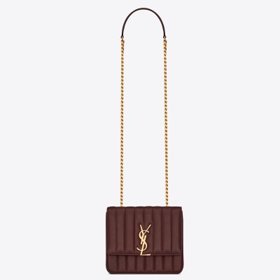 Saint Laurent Medium Vicky Bag In Bordeaux Lambskin LDBS245305