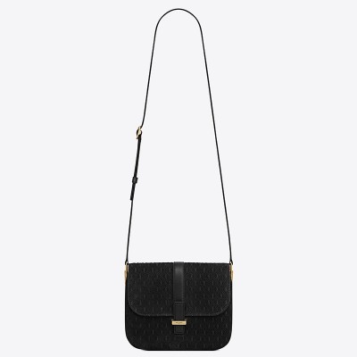 Saint Laurent Monogram All Over Small Satchel In Black Suede LDBS245318