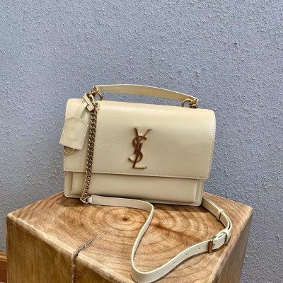 Saint Laurent New Medium Sunset Bag In Beige Calfskin LDBS245327