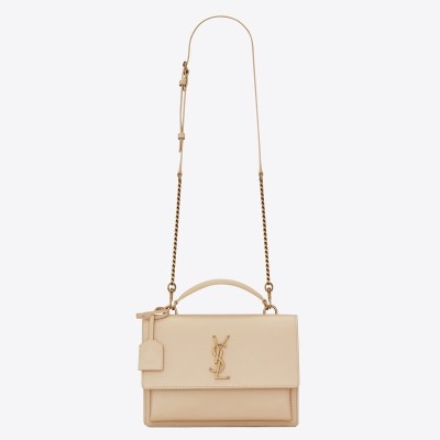 Saint Laurent New Medium Sunset Bag In Beige Calfskin LDBS245327