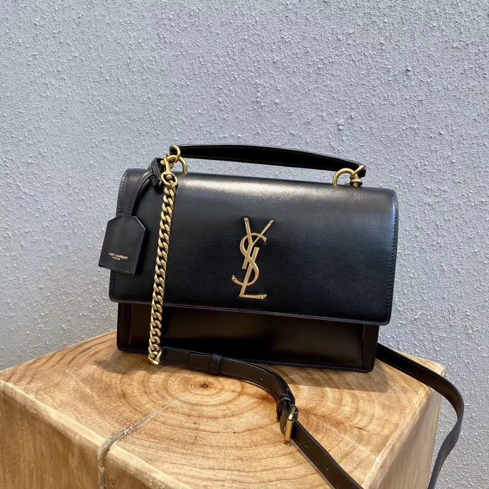 Saint Laurent New Medium Sunset Bag In Black Calfskin LDBS245328