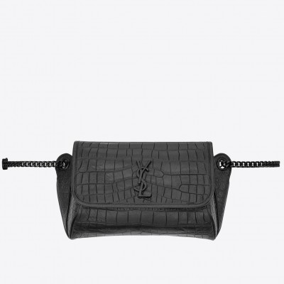 Saint Laurent Niki Body Bag In Black Croco-Embossed Leather LDBS245332