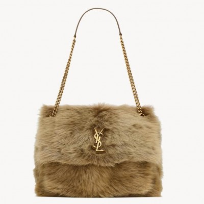 Saint Laurent Niki Large Shoulder Bag in Brown Shearling LDBS245333