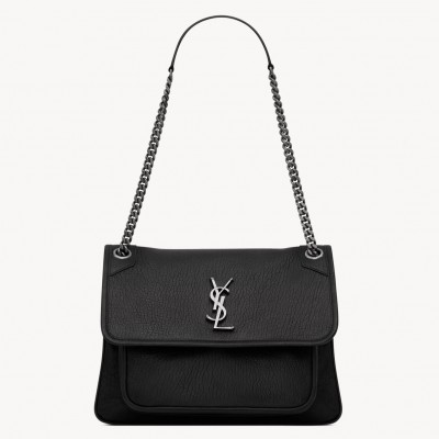 Saint Laurent Niki Medium Chain Bag in Black Grained Lambskin LDBS245338