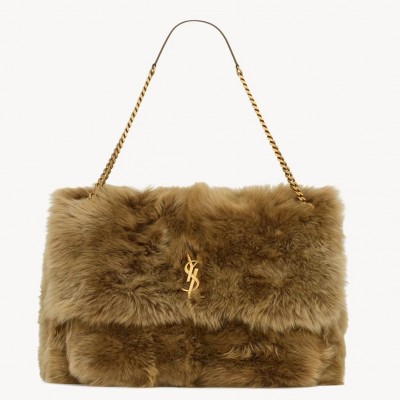 Saint Laurent Niki Oversized Shoulder Bag in Brown Shearling LDBS245342