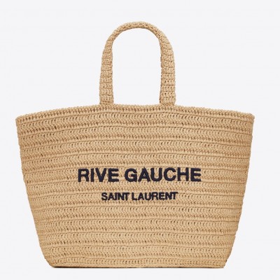 Saint Laurent Rive Gauche Tote Bag in Beige Raffia Crochet LDBS245356