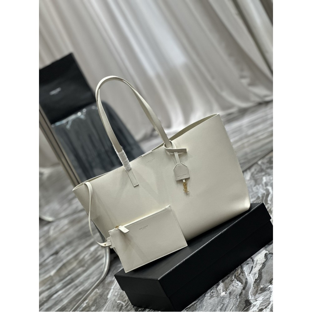 Saint Laurent Shopping Tote Bag in White Leather LDBS245365