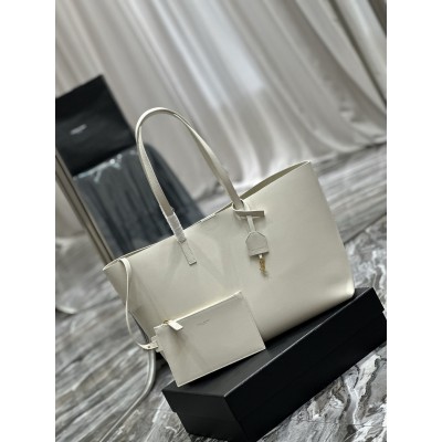 Saint Laurent Shopping Tote Bag in White Leather LDBS245365