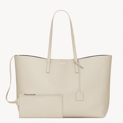 Saint Laurent Shopping Tote Bag in White Leather LDBS245365