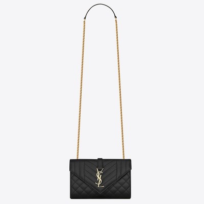 Saint Laurent Small Envelope Bag In Black Grained Leather LDBS245367