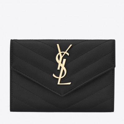 Saint Laurent Small Envelope Wallet In Black Leather LDBS245370