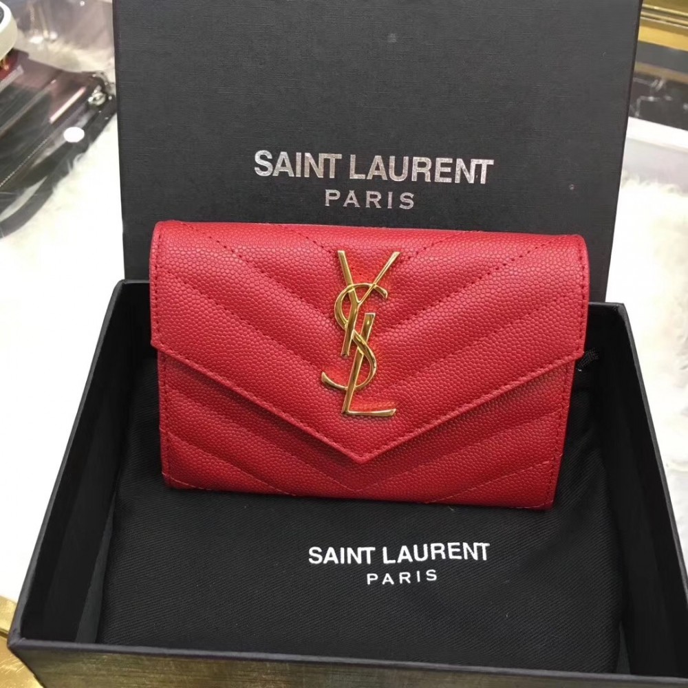 Saint Laurent Small Envelope Wallet In Red Leather LDBS245372