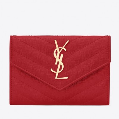 Saint Laurent Small Envelope Wallet In Red Leather LDBS245372