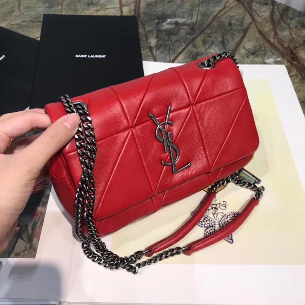 Saint Laurent Small Jamie Bag In Red Patchwork Lambskin LDBS245374