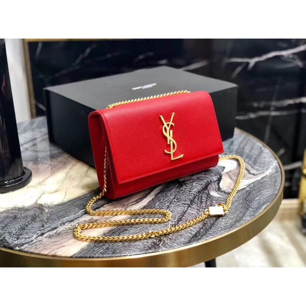 Saint Laurent Small Kate Bag In Red Grained Leather LDBS245377