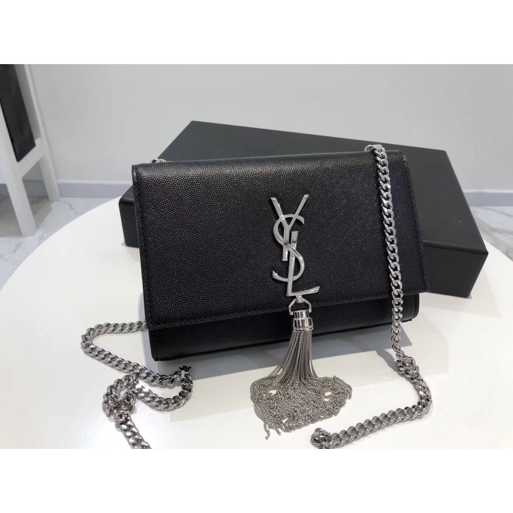 Saint Laurent Small Kate Tassel Bag In Black Grained Leather LDBS245378