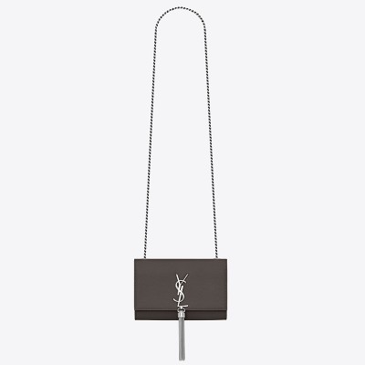 Saint Laurent Small Kate Tassel Bag In Grey Grained Leather LDBS245379