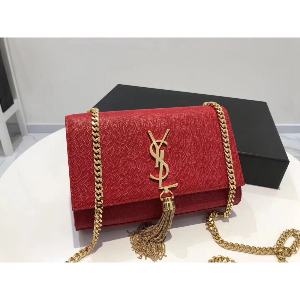 Saint Laurent Small Kate Tassel Bag In Red Grained Leather LDBS245380