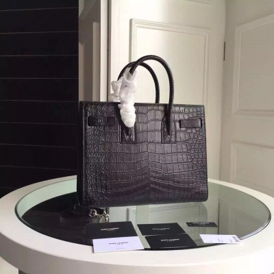 Saint Laurent Small Sac De Jour Bag In Black Crocodile Leather LDBS245383