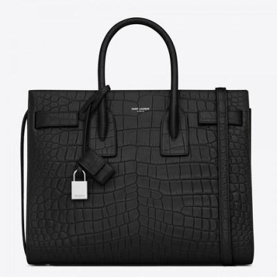 Saint Laurent Small Sac De Jour Bag In Black Crocodile Leather LDBS245383