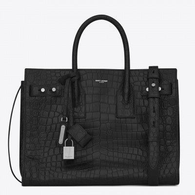 Saint Laurent Small Sac de Jour Souple Bag In Black Crocodile Leather LDBS245386