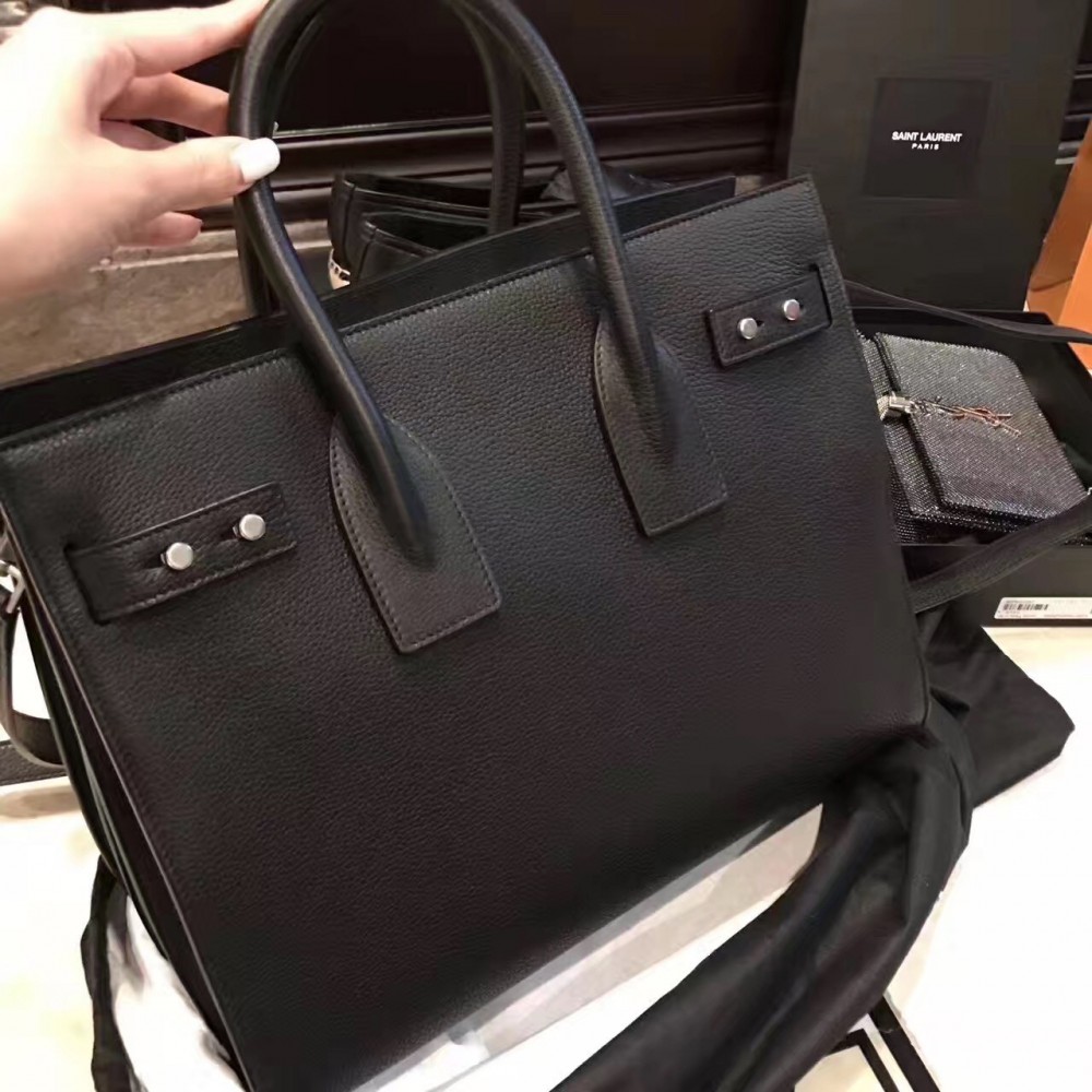 Saint Laurent Small Sac de Jour Souple Bag In Black Grained Leather LDBS245387