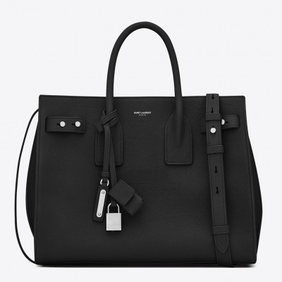 Saint Laurent Small Sac de Jour Souple Bag In Black Grained Leather LDBS245387