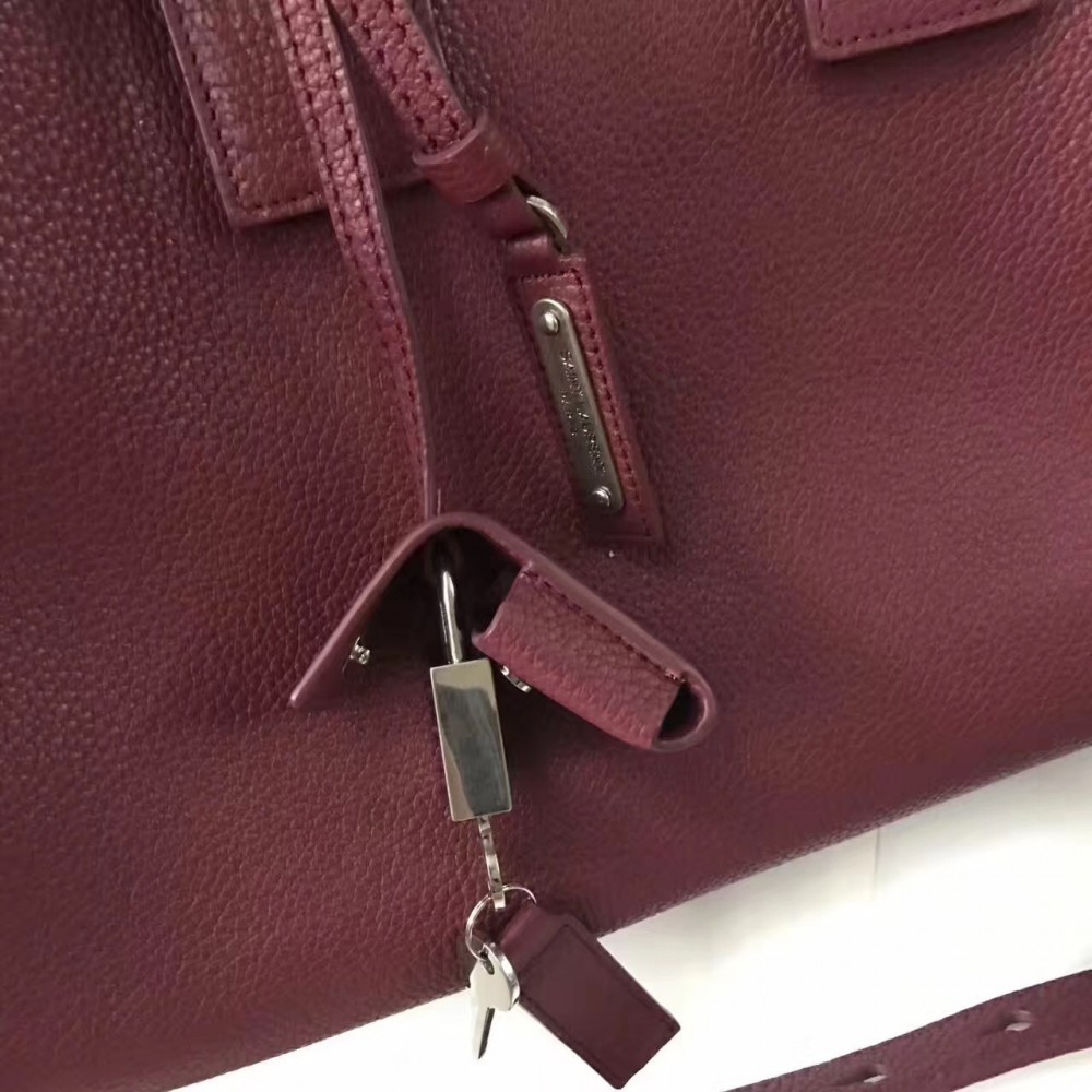 Saint Laurent Small Sac de Jour Souple Bag In Ruby Grained Leather LDBS245389