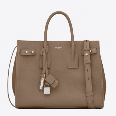 Saint Laurent Small Sac de Jour Souple Bag In Taupe Grained Leather LDBS245390