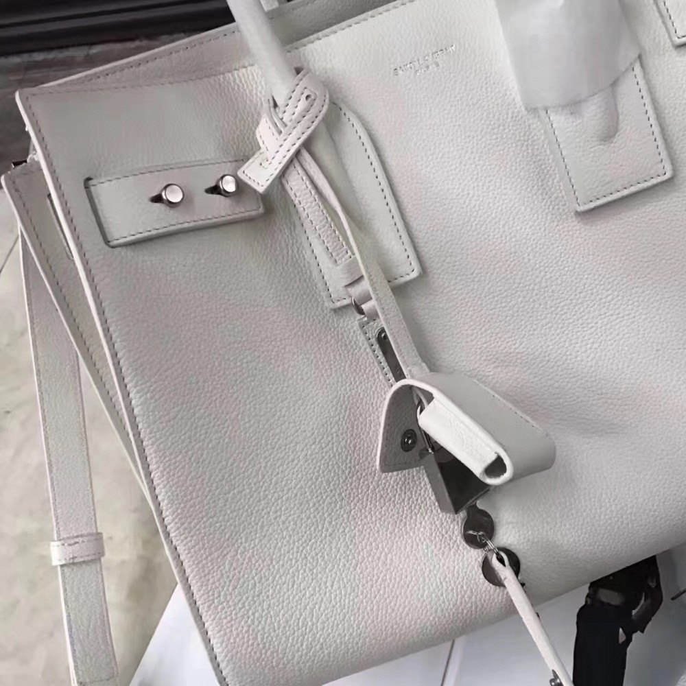 Saint Laurent Small Sac de Jour Souple Bag In White Grained Leather LDBS245391