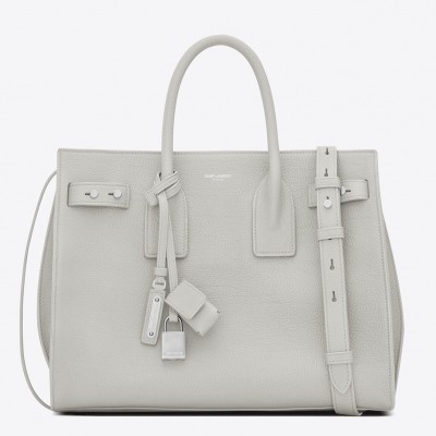 Saint Laurent Small Sac de Jour Souple Bag In White Grained Leather LDBS245391