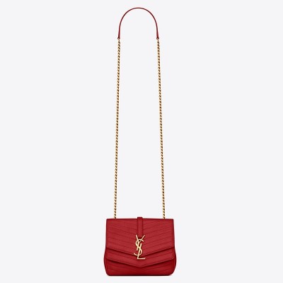 Saint Laurent Small Sulpice Bag In Red Matelasse Leather LDBS245394