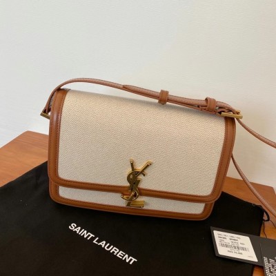 Saint Laurent Solferino Medium Bag In Canvas with Calfskin LDBS245404